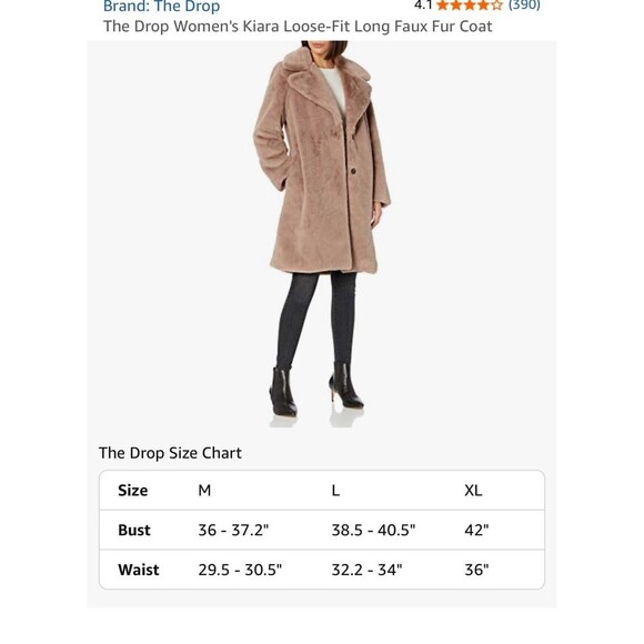 The Drop Women's Kiara Super Soft NWT Loose-Fit Long Faux Fur Coat Size Large - Picture 11 of 11